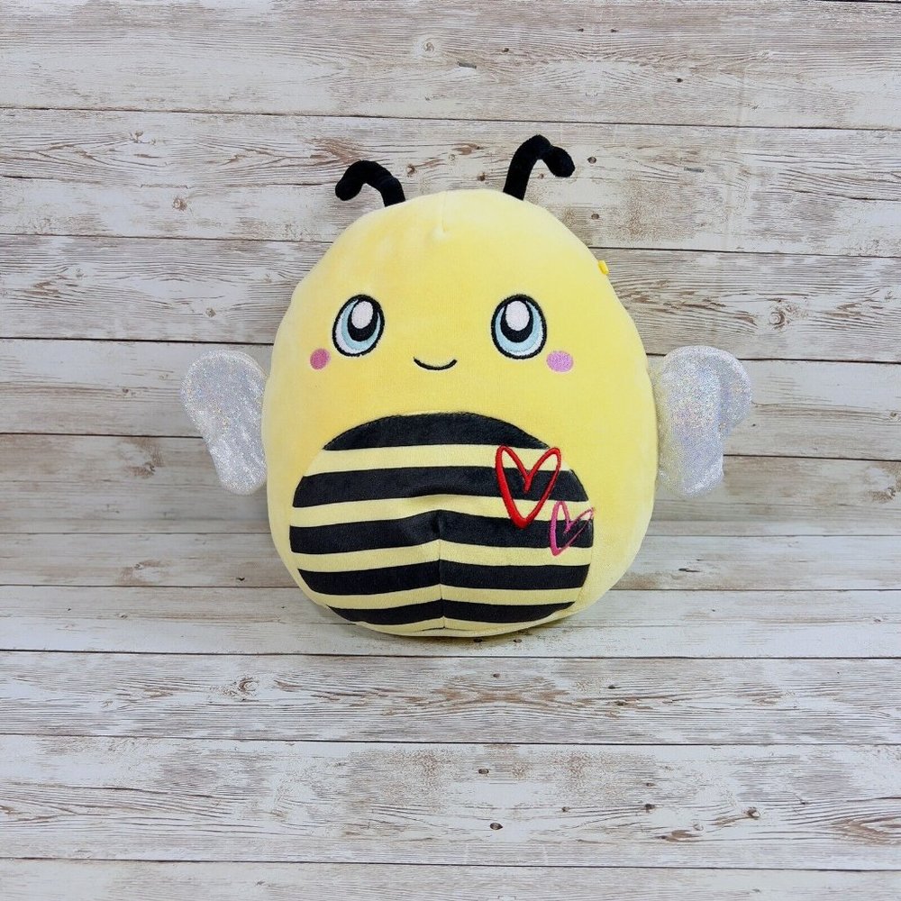 Squishmallow Kellytoy 10” Sunny The Yellow Bumble Bee Hearts‎ Plush Stuffed Toy
